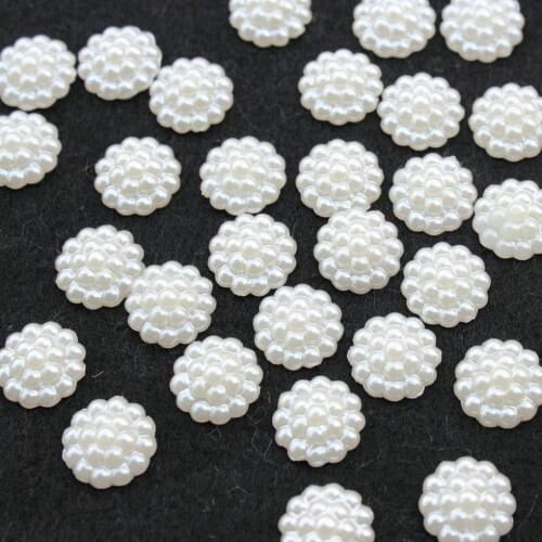 800pcs little dotted ivory/cream acrylic pearlized flower beads decoden deco diy 14mm D25