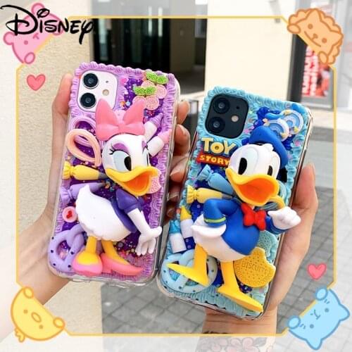Disney cartoon Donald Duck Daisy handmade diy girl phone case for iphone 12mini/11pro/12promax/se/xr/7plus/8p/xs/xsmax/12pro