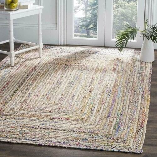 Rug Runner Jute and Cotton Reversible Handmade Braided Style Rug Rustic Look Rug Living Room Decoration