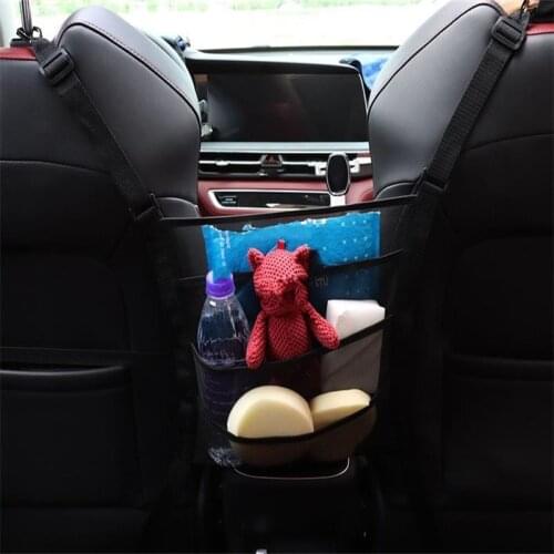 Trunk Seat Back Elastic Hanging Net Storage Bag Pocket Cage Oxford Cloth Grid Pocket Holder Car Interior Accessories 31.5*30cm
