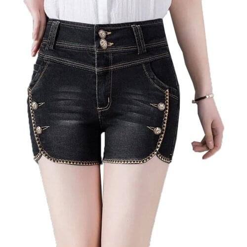 Elasticity Denim Shorts pant Women Summer 2021 New High Waist Stretch Casual Wild Zipper Jeans Student Short Pant Thin 310