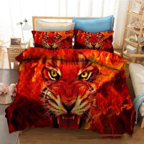 Tiger Duvet Cover Safari Animal Bedding Set Tiger Down The Mountain Pattern Quilt Cover for Bedroom Decorative 2/3Pcs Bedclothes