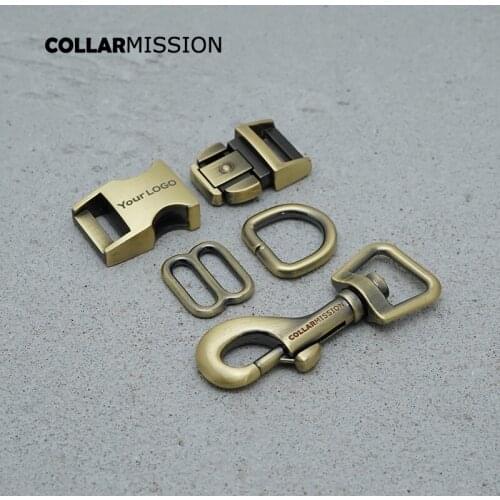 Metal buckle+adjust buckle+D ring+metal dog clasp/set)engraving DIY dog collar copper 15mm webbing sewing parts good quality