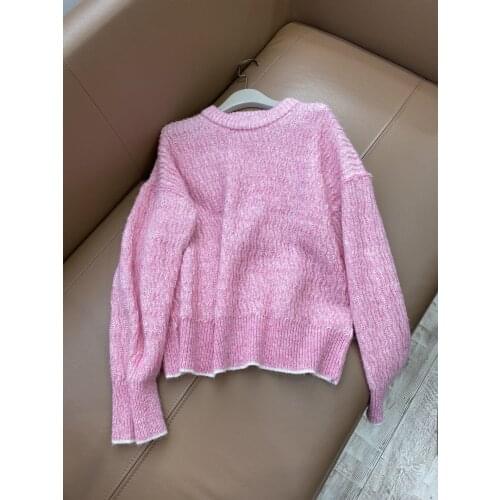 Fashion Ladies 2021 New Long Sleeve Sexy Casual Contrasting Mohair Sweater 1109