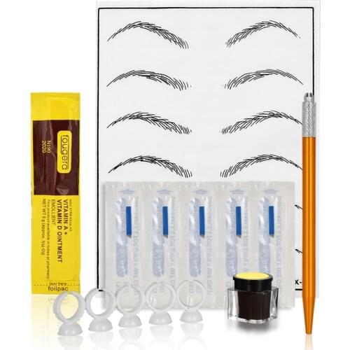 14x Microblading Tattoo Permanent Makeup Kit Pen Pigment Ring Cup Repair Gel