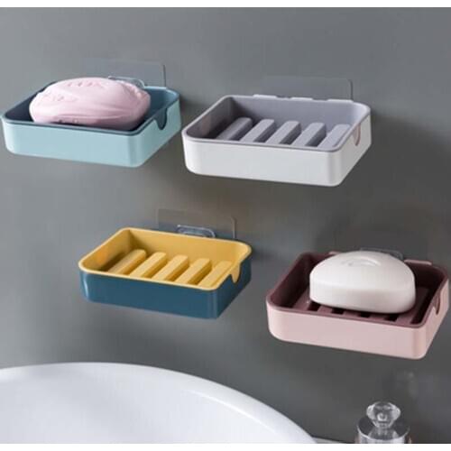 Wall Mounted Double Layer Soap dish Rack Soap box Sponge Holder Bathroom Accessories 1PC