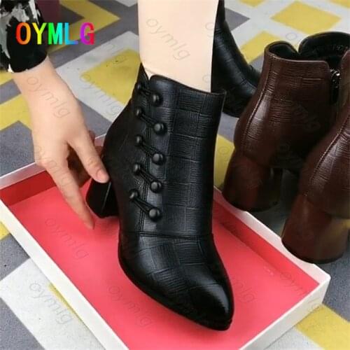 2021 autumn and winter new leather high-heeled small short boots womens thick-heeled nude boots short ankle boots women shoes