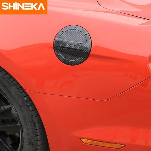 SHINEKA Car Styling Carbon Fiber Style Gas Tank Cap Fuel Tank Cover ABS for Ford Mustang 2015
