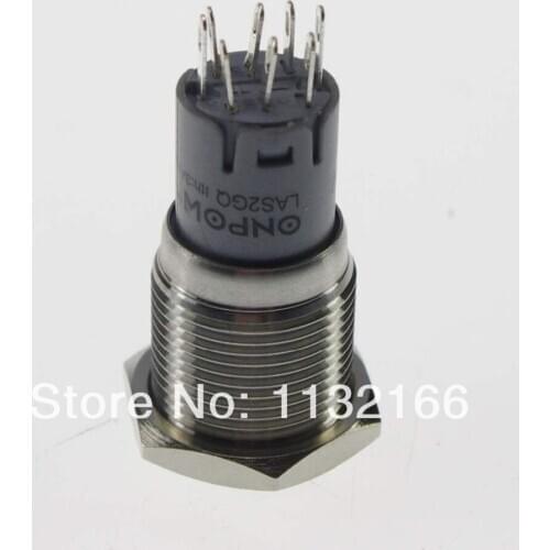 LED Color Blue 16mm OD LED Ring Illuminated Momentary Push Button Switch 2NO 2NC Pin Terminal Waterproof