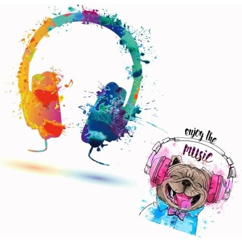 Prajna Iron on Transfer Thermal Vinyl Heat Transfer Patches For Clothing Headphones Music Patch Hippie Patches Applique Washable