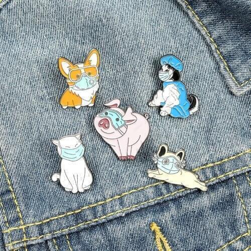 Creative personality fashion badge metal animal brooch decoration school bag gift cute puppy and cat pins