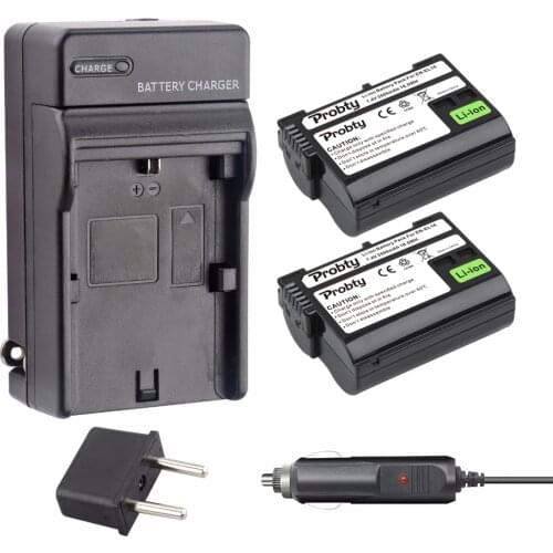 Probty 2pcs 2500mAh EN-EL15 EL15 Battery Batteries akku + Charger For Nikon D7000 D7100 D800 D800E D600 D610 D810 D500 D7200 V1