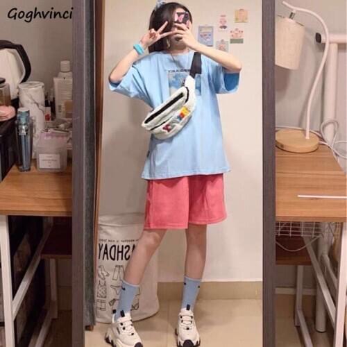 Women Shorts Solid Casual Summer Bottoms Elastic High Waist Loose Plus Size 3XL Simple All-match Korean Style Ulzzang Chic New