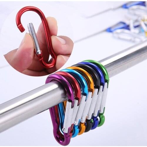 10PCS Aluminum Carabiner Key Chain Clip Multi Colors Climbing Button Carabiner Camping Hiking Hook Safety Buckle Keychain
