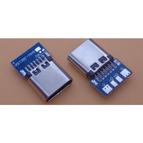 10pcs USB 3.1 Type C Connector 14 Pin Female Socket receptacle Through Holes PCB 180 Vertical Shield USB-C