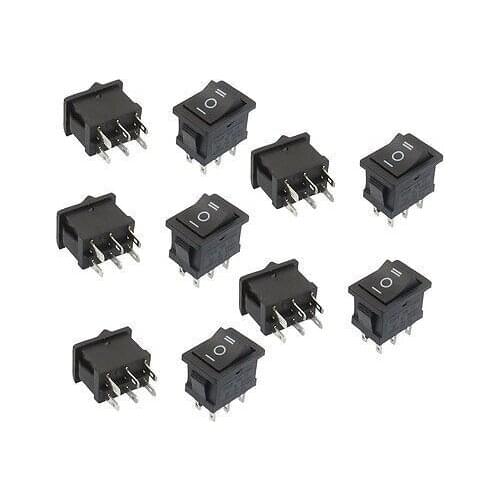 Free shipping!10 x AC 6A/250V 10A/125V 6P DPDT O/F/O On-Off-On Button Boat Rocker Switch