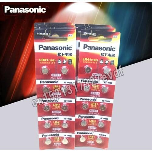100pcs LR41 Button Cell Batteries Panasonic 100% Original SR41 AG3 G3A L736 192 392A Zn/MnO2 1.5V Lithium Coin Batteries