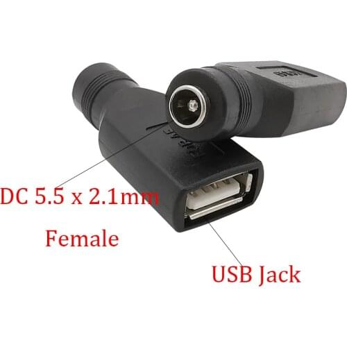 2Pcs DC Power Interface Conversion USB Female Jack to DC5.5 x 2.1mm Female Jack 5V USB DC Power Plugs Connector Adapter Laptop