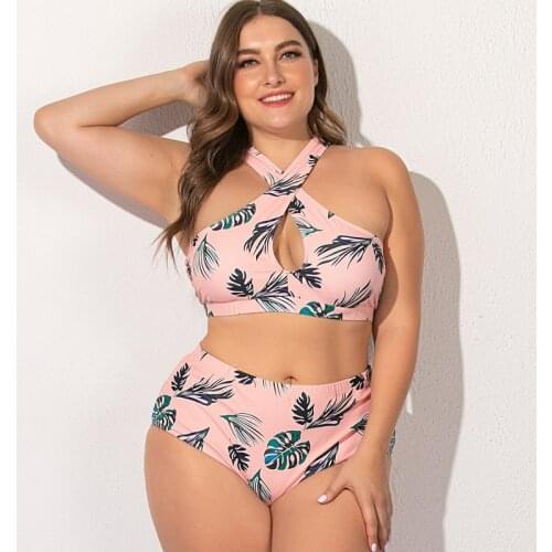 2020 Bikinis Women Swimwear High Waist Swimsuit Halter Sexy Bikini Set Retro Bathing Suits Plus Size Printed Swimwear 5XL