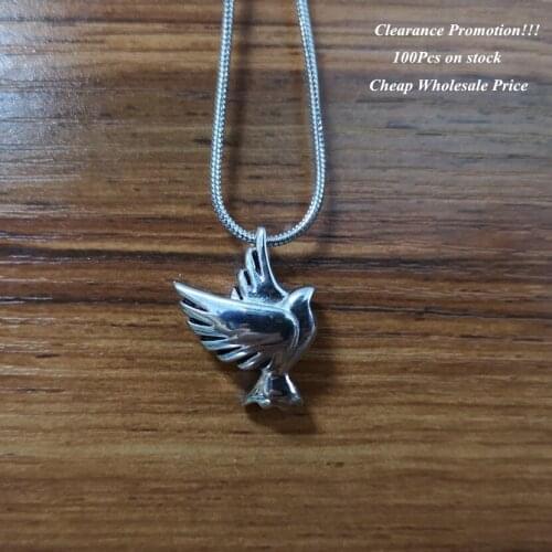 Clearance promotion Cheap Price 50Pcs/100Pcs a lot Peace Dove Cremation Urn Pendant to hold Pets Ashes Remaining