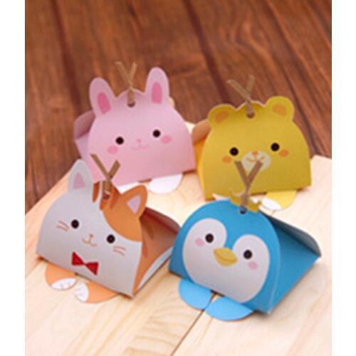 New 50pcs Baby Shower Lovely Cartoon Animal bear cat rabbit Candy Box Chocolate cookie Gift Favor Box baby Birthday Party