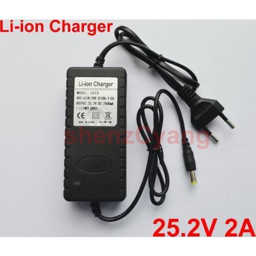 50PCS High quality 25.2V 2A Power Supply Li-ion Charger 25.2V 2A 2000mA AC 100-240V Converter Adapter EU Plug For Battery park