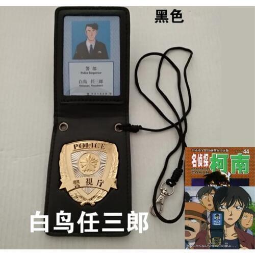 8 Types Detective Conan Shiratori Ninzaburo Cosplay Costume Props Metal Badge MPD Metropolitan Department Leather Case Holder