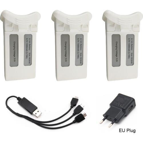 3.7V 1000mAh lipo Battery with 3in1 USB Charger for SJRC S20W T25 RC Drone Quadcopter 903048 3.7Wh For SJRC S20W toy parts