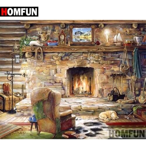 HOMFUN Full Square/Round Drill 5D DIY Diamond Painting "Room scenery" Embroidery Cross Stitch 5D Home Decor Gift A08782