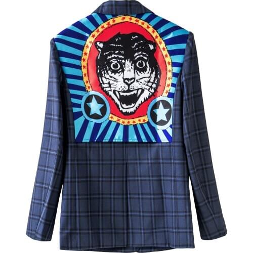 American 2021 European and womens winter new style Long-sleeved plaid back print fashion jacket