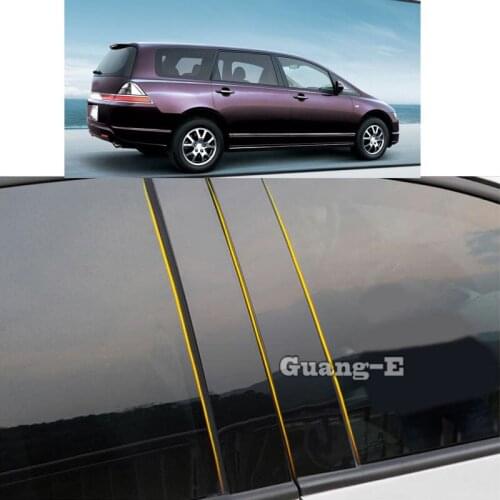 Car PC Material Pillar Post Cover Door Trim Window Piano Black Molding Sticker Plate Parts For Honda Odyssey 2005 2006 2007 2008