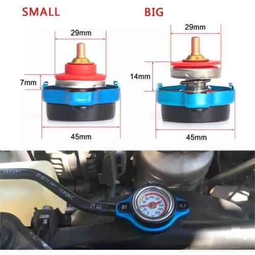 Car Motorcycle Styling D1 Spec Thermo Radiator Cap Tank Cover Water Temperature Gauge with Utility Safe 0.9 Bar/ 1.1 Bar/1.3 Bar