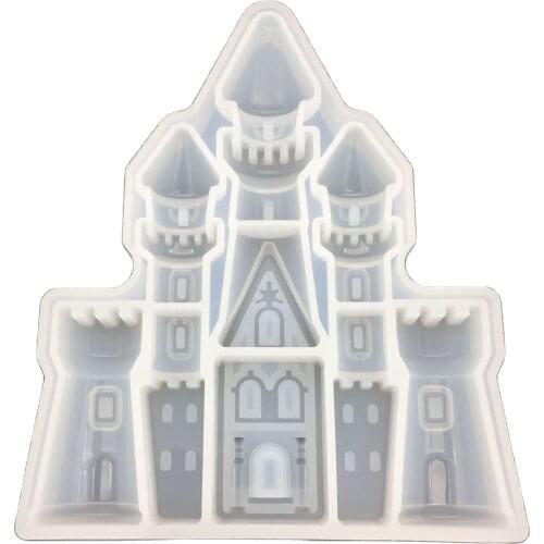 DIY Castle Silicone Mold Chocolate Cake Gummy Candy Clay Mold Decoration Decoration Tool K639