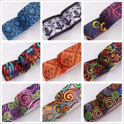 16105H55 , 38MM flowers Geometric patterns Printed grosgrain ribbon, DIY handmadeHair accessories Material wedding gift wrap