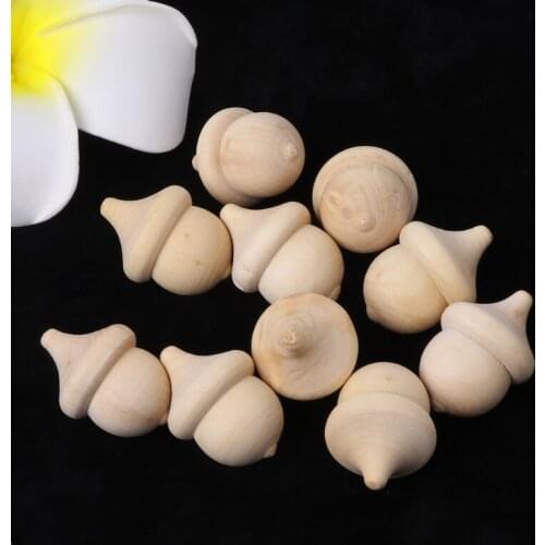 10Pcs Acorn Set Shape Wooden Peg Dolls Unfinished Paint Stain DIY Decor Crafts qiang