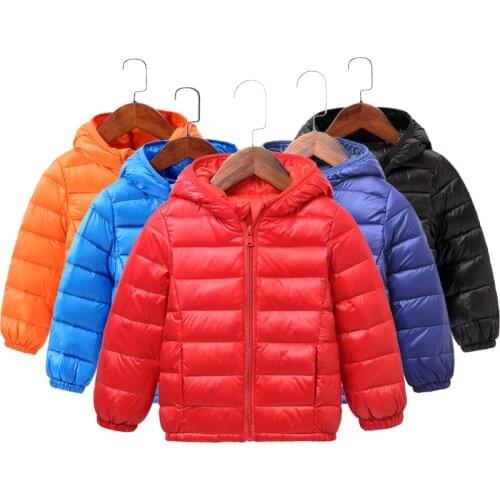 Autumn Winter Hooded Children Down Jackets For Girls Candy Color Warm Kids Down Coats For Boys 2-9 Years Outerwear Clothes