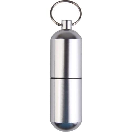 Car Accessories Vials 2Pcs Key Chain Aluminum Alloy Waterproof Portable Medicine Bottle Keyrings Bullet Shape Keychain