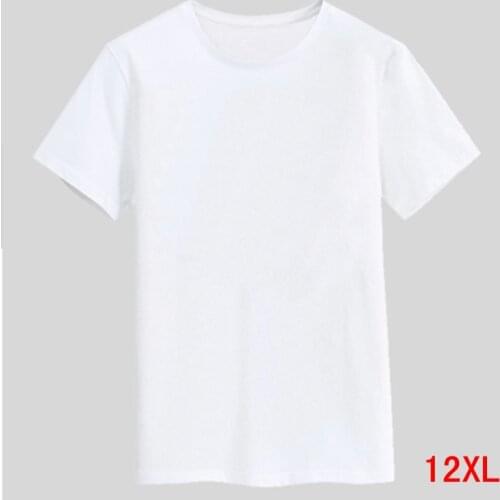 Mens Big T-Shirt Large Size 5XL 6XL 7XL 8XL 9XL 10XL 11XL 12XL Summer Short Sleeve Round Neck Loose Casual Sports White T-Shirt