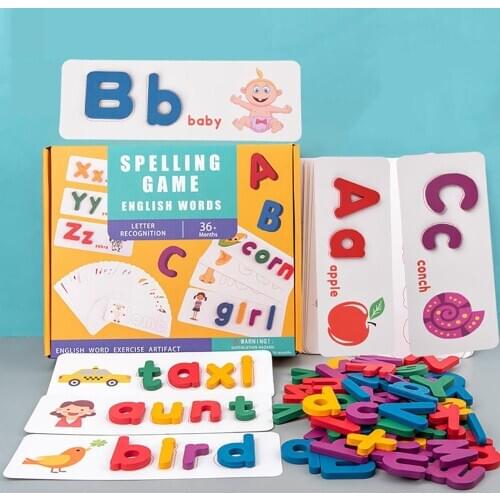Hot Sale 180 pcs Wooden Jigsaw Alphabet Board Set Colorful Baby Montessori Educational Toys for Children Learning Developing Toy