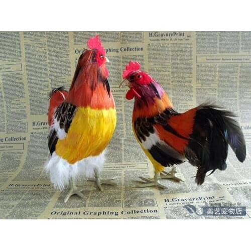 Simulation chicken toy model polyethylene&furs colourful feathers cock model home decoration props ,model gift d092