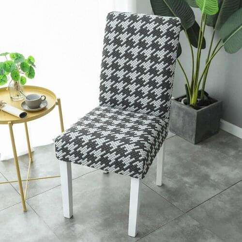 Plaid Knitted Chair Covers Spandex Restaurant Dining Room Banquet Beach Universal Elasticity Jacquard Chair Cover