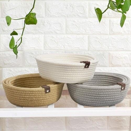 Round 1 Set Useful Sundries Woven Storage Basket Flax Storage Basket Breathable for Hotel