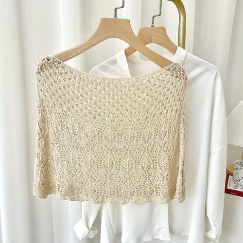Linbaiway Hollow Fake Collars for Women Crochet False Shirt Collar Female Blouse Sweater Detachable Lace-up Decor Accessory