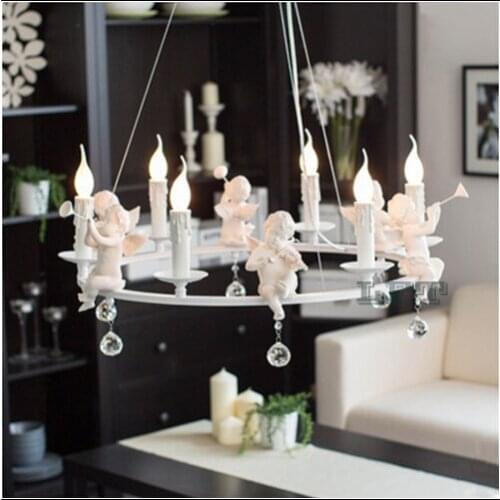 Fashion resin Angel Pendant lamp led lamps living room dining room crystal pendant lamps E14 led lustre light Pendant Lights