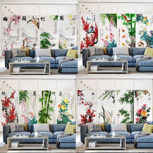 New Chinese style kitchen hotel bathroom sliding door window translucent opaque shading sunscreen window sticker