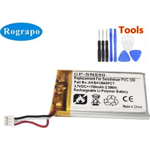 New 700mAh Li-Ploymer AHB413645PCT Replacement Battery For Sennheiser PXC 550 Accumulator Batterie 3-wire Plug +tools