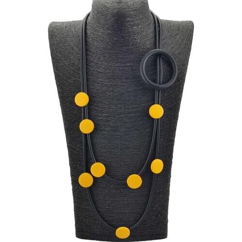 UKEBAY New Original Design Choker Necklaces Rubber Jewlery Gothic Sweater Necklace Circle Accessories Wood Jewelry Ethnic Chain