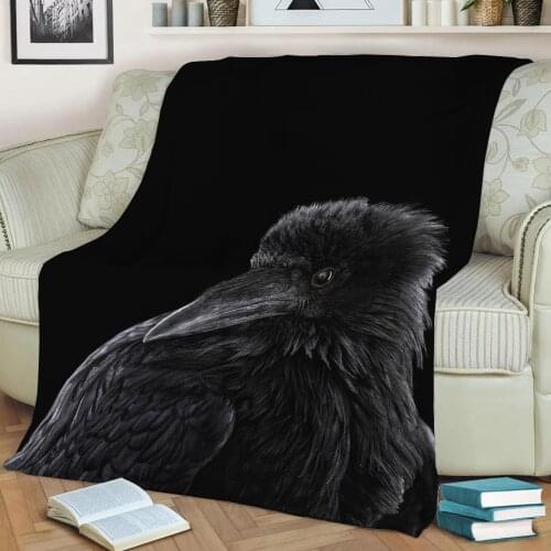 Black Crow face poster Flannel Throw Blanket 3D Printed Keep Warm Sofa Child Blanket Home Decor Textiles Dream Family Gift