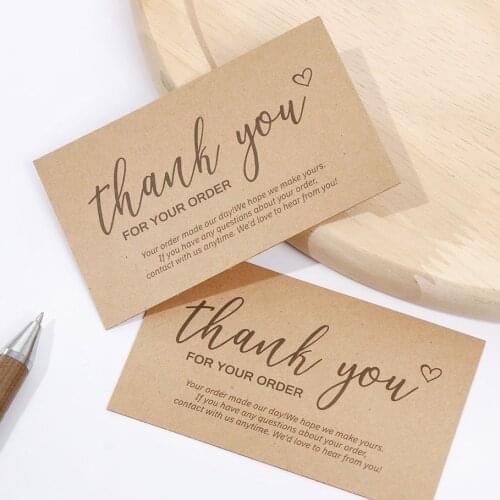 30PCS Online Retail Kraft Paper Cards "Thank You For Your Order" Postcards Greeting Labels For Small Shop Gift Decoration Card
