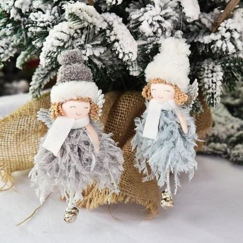 Christmas Creative Cute Mini Feather Bell Angel Pendant Pendant Doll Hanging Angel Xmas Ornament Decorations Navidad Natal Gifts